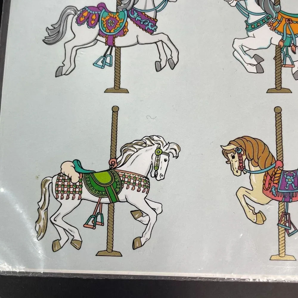 Vtg Decoral Hand Painted Carousel Horses Ride‎ 1989 A-98